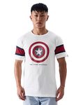 The Souled Store Official Captain America: The First Avenger Mens and Boys Regular fit Graphic Printed Half Sleeve Cotton Multicolored T-Shirts T-Shirts Fashionable Trendy Graphic Prints Pop Culture