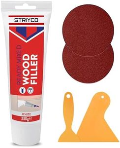 White Wood Filler Set – 330g Tube with 2 Spreaders & 2 Sandpapers – Multipurpose Ready-Mixed Filler for Interior & Exterior Wood, Furniture, and Hardwood Repair