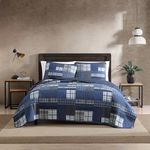 Eddie Bauer - King Quilt Set, Reversible Cotton Bedding with Matching Shams, Lightweight Home Decor for All Seasons (Eastmont Navy, King)