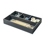 UnionBasic Desk Organisers - Flat 4-Slot Leatherette Desk Drawer Organiser - Office Supplies Stationery Sundries Gadget Container, Elegant Grey