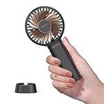 Funme Mini Handheld Fan, Mini Small Portable Makeup Fan with 3 speed/Lanyard/Base Detachable Personal Exquisite Pocket Powerful Cooling Travel Desk Fan for Girls Women Kid Room