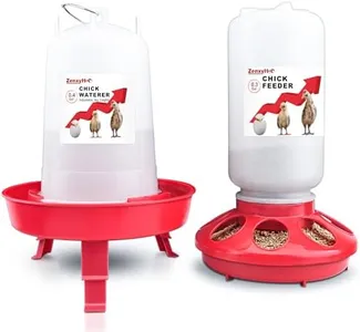 ZenxyHoC Chick Feeder and Waterer Kit, 1L Chick Feeder and 1.5L Chick Waterer with 3 Adjustable Heights Combo for Baby Chicken Duck Brooder