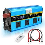 LVYUAN 2500W /5000W Pure Sine Wave Power Inverter DC 12V to AC 230V/240V Converter with LCD & Wireless Remote Controller & 3 AC Sockets & 4 USB Ports & 4 Convection Fans