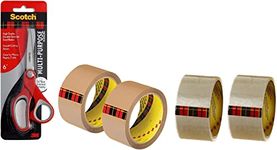 Scotch 3M Scotch Scissors & BOPP Packaging Brown Tape, Pack of 2 & Packing Tape (Pack of 2)