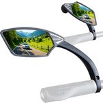 Meachow Automotive-Grade Ultra HD Anti-Glare Bike Mirror with Shatterproof Glass – Scratch Resistant, Wide-Angle 360° Rotatable Rearview for Flat Handlebars 22.2mm ME-009LS (Silver Left Side)