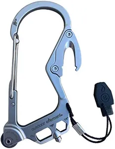 Silver Fire Escape by OUTDOOR ELEMENT, a Fire-Starting, Every-Day-Carry, Emergency Multitool Carabiner