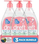 DREFT Bottle and Dish Soap | Made to Clean Baby Bottles, Sippy Cups, Pacifiers, Breast Pumps, & More | Gently Removes Milk Film & Odors | Plant Based, Fragrance Free Dish Soap | 18 Fl Oz (Pack of 3)