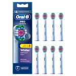 Oral-B Pro 3D White Electric Toothbrush Head, X-Shaped Bristles and Unique Polishing Cup for Teeth Whitening and to Remove Surface Stains, Pack of 8 Toothbrush Heads, White