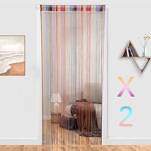2 Pack 39 x 79 Inch Beaded Curtain String Door Curtains, Hippie Room Decor Beaded Curtains for Doorway, Closet Curtains, Room Divider Privacy Decor, Boho Home Decoration for Bedroom, Party, 18 Colors