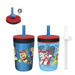 Zak Designs PAW Patrol Kelso Tumbler Set, Leak-Proof Screw-On Lid with Straw, Bundle for Kids Includes Plastic and Stainless Steel Cups with Additional Sipper (Paw Patrol- 3pc) 15 fl oz