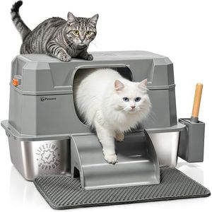PetCove IronPaws Stainless Steel Enclosed Litter Box, XL Kit, 3 in 1 Design