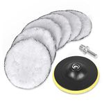 BAYTORY 8 Pcs Wool Polishing Buffing Pad Set, 6 inch Synthetic Polisher Wheel with M14 Thread Backing Plate and Drill Adapter for Car Polishing