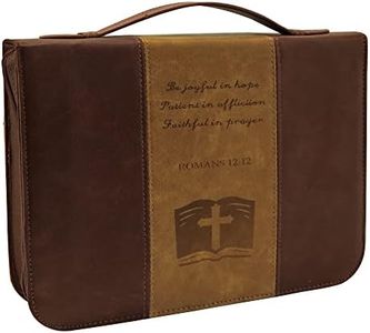 IvyRobes Funda de la Biblia Cruzada para los Hombres Vintage Marrón PU Cuero Durable Cremallera Bolsa de la Biblia Bolsa de Transporte Bolsa de Gran Tamaño