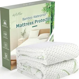 2 Pack Twin XL Waterproof Mattress Protector, Rayon Made from Bamboo Mattress Pad Cover, Soft Breathable Cooling Mattress Pad Cover, Deep Pocket up to 21” Tightly Fitted Mattress Protection