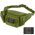 Rouinek Tactical Fanny Pack Military Waist Bag Pack Utility Hip Belt Pack Bag for Hiking Climbing Bumbag Fishing with C.A Patch (Green) GJ-1