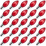 Brightown 25 Pack C7 Replacement Bulbs, Transparent Bulb for Christmas Outdoor String Light (Red, 25 Count (Pack of 1))…