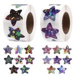 1000pcs Star Stickers for Kids Reward, 0.98x0.98 in Multicolor Holographic Shiny Incentive Star Stickers Roll Self Adhesive Glitter Star Decal Labels for Kid Teacher Supplies