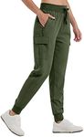 Willit Women's Cargo Hiking Pants Lightweight Athletic Outdoor Travel Joggers Quick Dry Workout Pants Water Resistant Army Green L