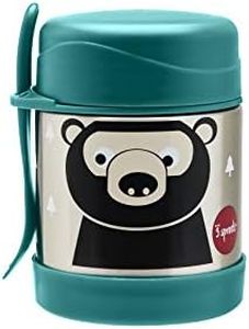 3 Sprouts Kids Food Jar - Insulated Stainless Steel Flask for Hot Food with Secure Lid and Spoon - Perfect for School Lunches and Travel - BPA-Free, Ideal for Children, Bear