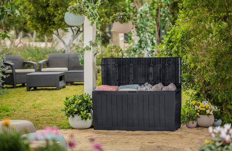 Keter Marvel+ 270L Outdoor Storage Box – Graphite, Weatherproof Garden Chest