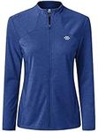 MoFiz Women Full Zip Up Outdoor Recreation Shirts with Long Sleeve UPF 50+ for Fishing Blue S