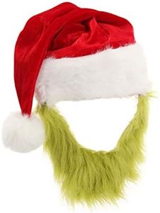 Dr. Seuss The Grinch Costume Santa Hat with Beard One Size