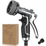 2025 NEW Heavy-Duty Metal Hose Pipe Spray Gun, 8 Adjustable Spray Patterns Garden Hose Spray Gun, Leak-Proof Hose Gun, Garden Hose Nozzle for Watering, Cleaning, Washing Cars, Compatible with UK Hoses
