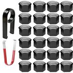 Gebildet 24pcs Wheel Nut Cap 17mm Wheel Bolt Nut Caps Covers, Hexagonal Tire Nut Covers with Removal Tool Set for Cars(Black)