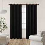 Deconovo Room Darkening Curtains Grommet Curtain Panels Thermal Insulated Blackout Curtains for Kids Room 55Wx84L Inch Black 2 Panels