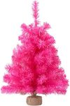 Osfvn Pink Christmas Tree 2ft Tinsel Artificial Small Mini Xmas Pine Trees Decorations Tabletop Centerpiece Mantel Home Decor