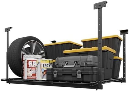 Jusgym 45-Inch x 45-Inch Overhead Garage Storage Rack, 17"-28" Height Adjustable Garage Ceiling Storage Racks, Heavy Duty Storage Organizer System, 250LBS Weight Capacity, Black