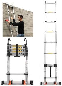 Saker Aluminum Telescoping Extension Ladder, 16.5FT Collapsible Retraction with Stable Hook and Non-Slip Feet, 330LBS Load Capacity, Portable Multi-Purpose Ladder for Home and Work