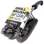 Kona 360° Clean Grill Brush - 18" Best BBQ Grill Brush - Stainless Steel 3-In-1 Grill Cleaner Provides Effortless Cleaning, Great Grill Accessories Gift