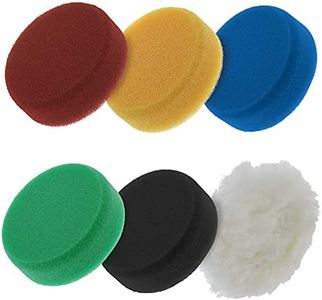 6 Pad Kit of 4" DA Polishing Pads with 5 Smooth Foam & 1 Wool Grip Pads - High Performance TCP Global Brand - Buff, Polish & Detail Car Auto Paint - Boat Gelcoat, Fiberglass Polisher Pads