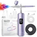 SAVILAND Master Grade Airbrush Kit with Compressor: 55 PSI Dual-Action Airbrush for Nails with Screen Clog-Free 6500mAh Large Battery Rechargeable Airbrush Gun for Ombré French Nails Makeup Salon Use
