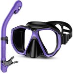 Honlanor Snorkel Set, Snorkel Dry Top Snorkeling Gear for Adult, Panoramic View Anti-Fog Mask, Dry Top Snorkel and Gear Bag, Man Woman Snorkel Gear for Swimming Training Snorkeling Diving, Purple