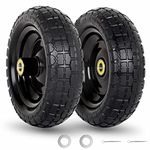 GICOOL 10-Inch Hand Truck Tire 4.10/3.50-4" Flat-Free Solid Tire and Wheel with 5/8" Axle Bore Hole, 2.2" Offset Hub for Garden Wagon Gorilla Cart Trolley Dolly Lawn Mover Go Kart Replacement