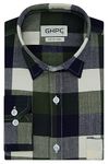 GHPC Cottswool Winter Wear Woolen Big/Buffalo Checks Full Sleeves Regular Fit Formal Shirt for Men (Green, CW231918_50)