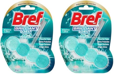Bref Brilliant Gel All in 1 Toilet Bowl Cleaner - Alpine Lake Scent (42g), Toilet Foaming Cleaner for All-Around Cleanliness, Long-Lasting Toilet Freshener with Brilliant Shine (Pack of 2)