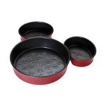 Prestige New Disney Bake with Mickey Mouse 3 Piece Mickey Head Cake Tins for Baking - Non Stick Cake Tin, Carbon Steel Bakeware, Red & Black