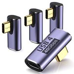 USB C Right Angle Adapter (4 Pack) USB C 90 Degree Adapter with 8K 60Hz Video 40 Gbps Data Transfer PD 100W Compatible for Thunderbolt 3/4, MacBook Pro/Air, USB-C HUB/Dock and More Type C Devices