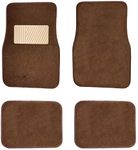 New Carpet Car Floor Mats 4 Pc Set for Cars Trucks SUVS with Heel Pad -Front and Rear Mats Universal Classic Matching Heel Pad (Brown)