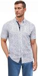 ETHANOL Men Classic Slim Fit Woven Short Sleeve Wrinkle Resistant Print Shirt MST46568 STST White 2XL