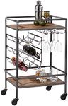 Deco 79 Wood Rolling 2 Shelf Bar Cart, 20" x 15" x 30", Brown