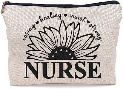 Lacosu Nurse Appreciation Gifts Sunflower Makeup Bag Cosmetic Bag Zipper Pouch Toiletry Bags,Nurses Week Gift,Nursing Student Gift,Nurse Graduate Gifts