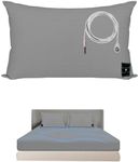 HUNAIGEE Grounding Pillowcase for Earthing Silver Conductive Grounding Pillow Case with 4.6m Grounding Cord Earthing Mat Earthing Pillowcases for Better Sleep Gray 51x76cm