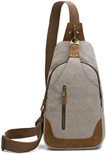 KL928 Canvas Sling Bag Crossbody Backpack Shoulder Casual Rucksack for Men Women