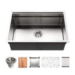 HOUZER NVS-2600 Novus Sliding Dual Platform Workstation Kitchen Sink, Satin Brushed Steel