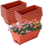 CHUKEMAOYI 12 Pack 17 inches Rectangle Windowsill Planters with Drainage Tray Plastic Flower Herb Planters for Outdoor Indoor Plants, Boxes Planters for Patio Garden Porch Yard Home Decor