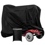 Waterproof Mobility Scooter Cover, Black Heavy Duty 190D Oxford Scooter Cover,4 Wheel Power Scooter Travel Storage Cover to Prevent Rain Wind Dust Sun fits for Most Mobility Scooter (190X71X117cm)